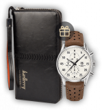 Комплект портмоне Baellery Leather + часы Tag Heuer Space X